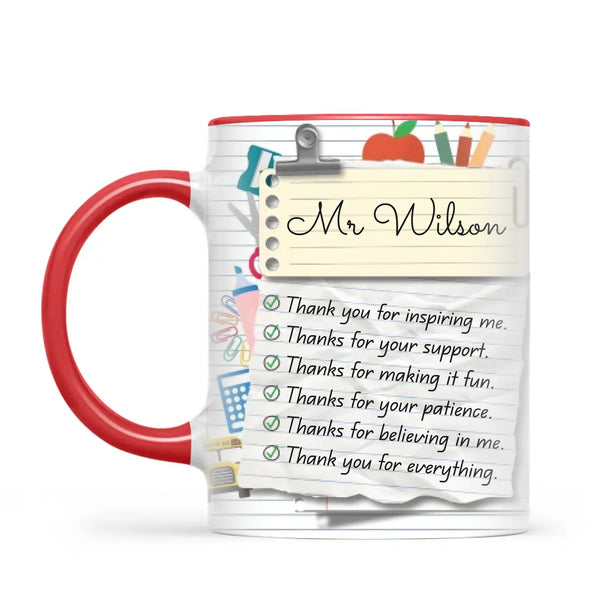 Personalised Teacher Thank You Note Mug, view 4