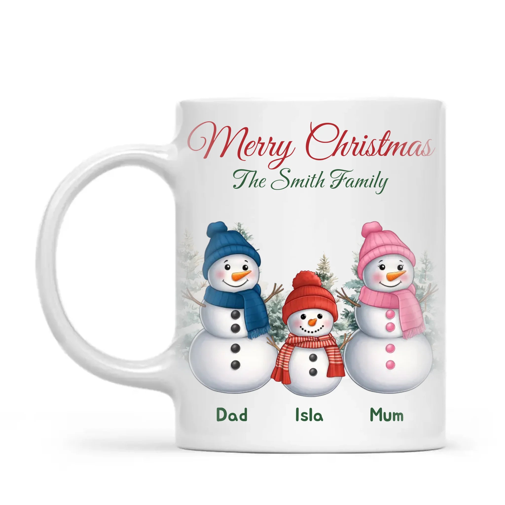 Personalised Snowman Family Christmas Mug