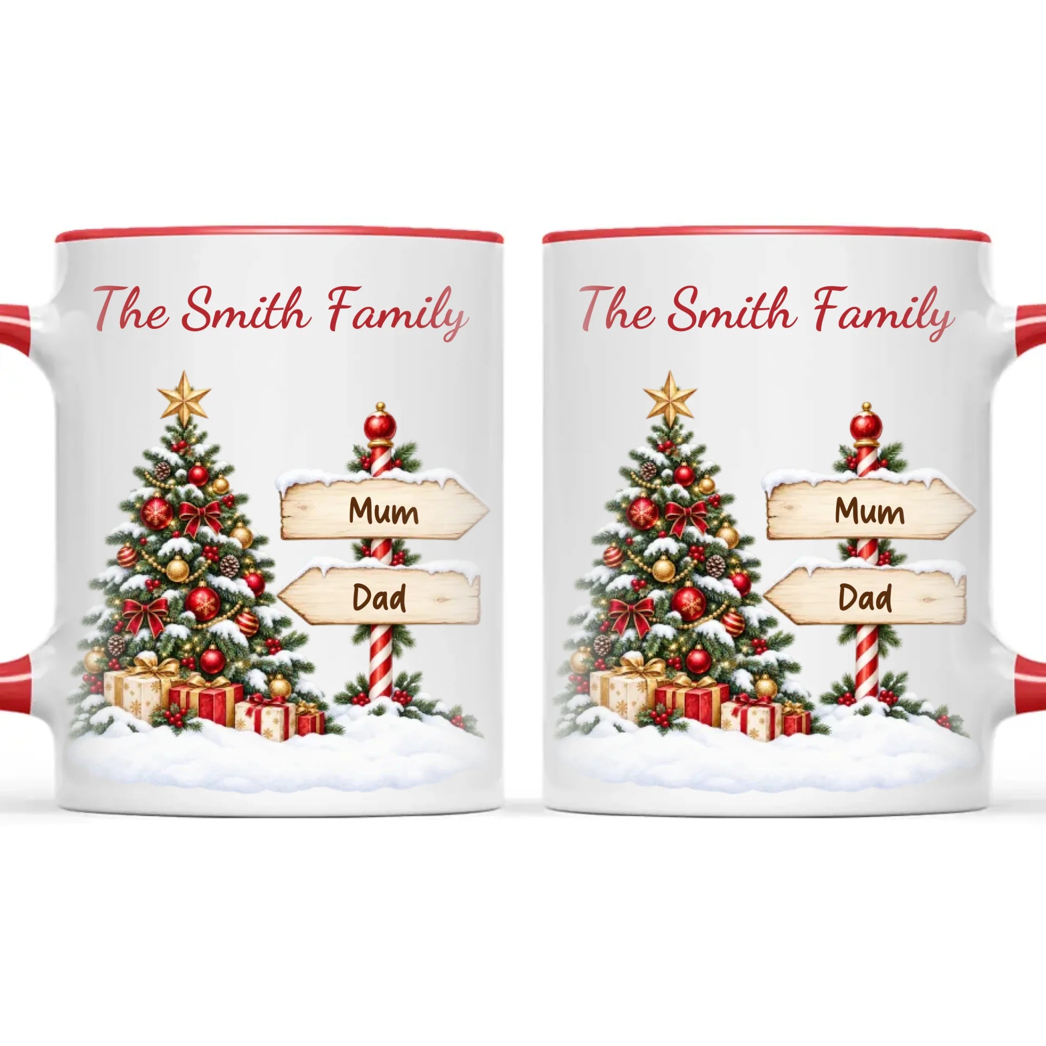 Personalised Christmas Tree Family Signpost Mug, view 6
