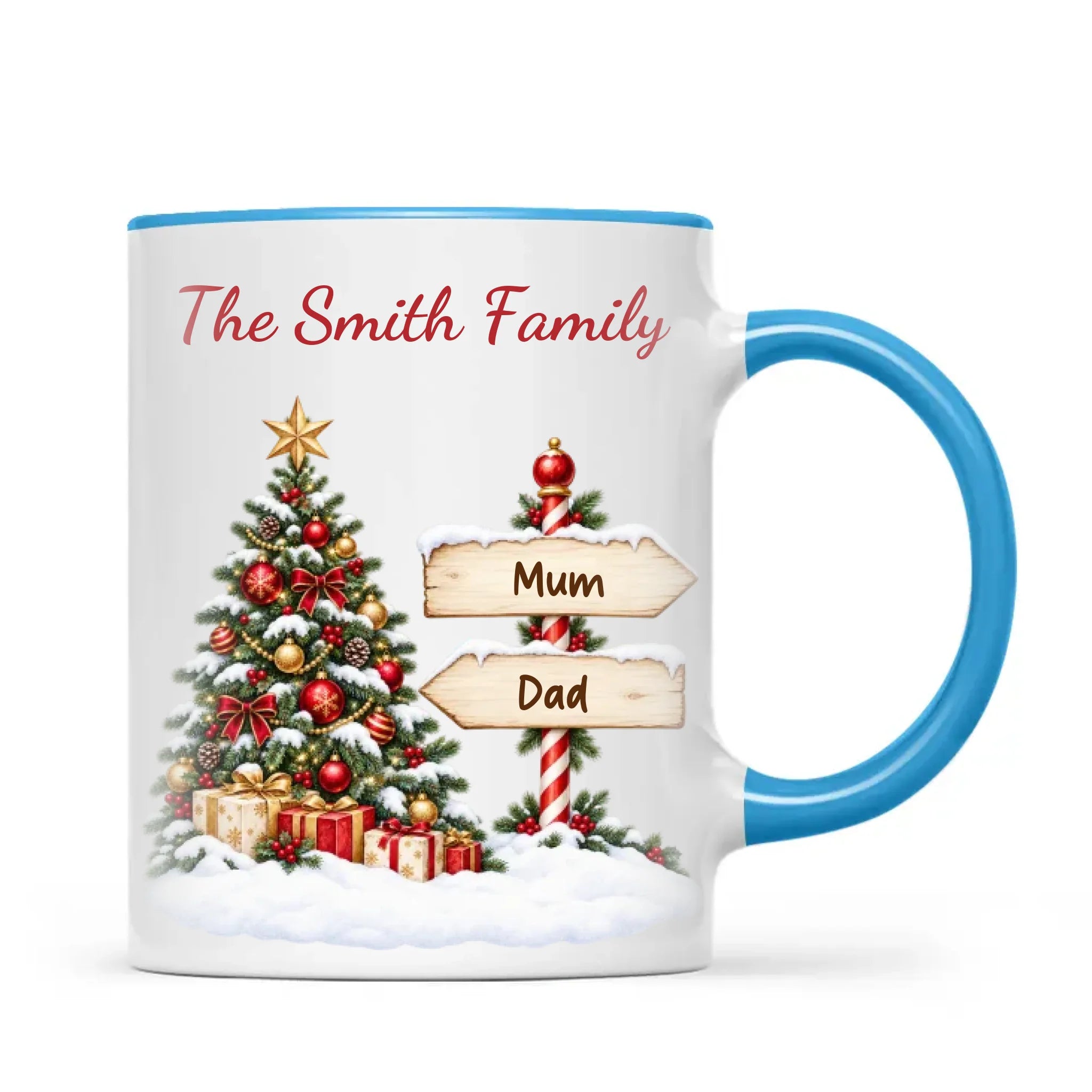 Personalised Christmas Tree Family Signpost Mug, view 8