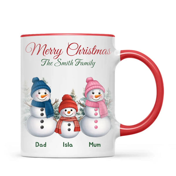Personalised Snowman Family Christmas Mug, view 5