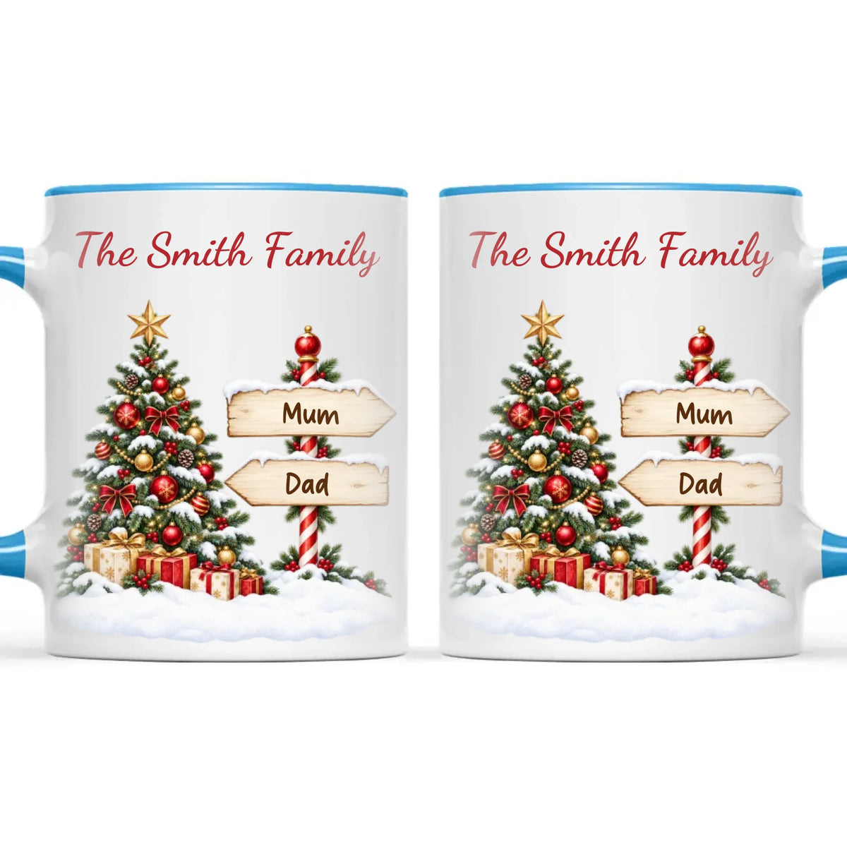 Personalised Christmas Tree Family Signpost Mug, view 9