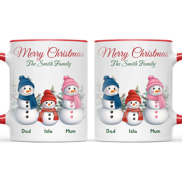 Personalised Snowman Family Christmas Mug, view 6