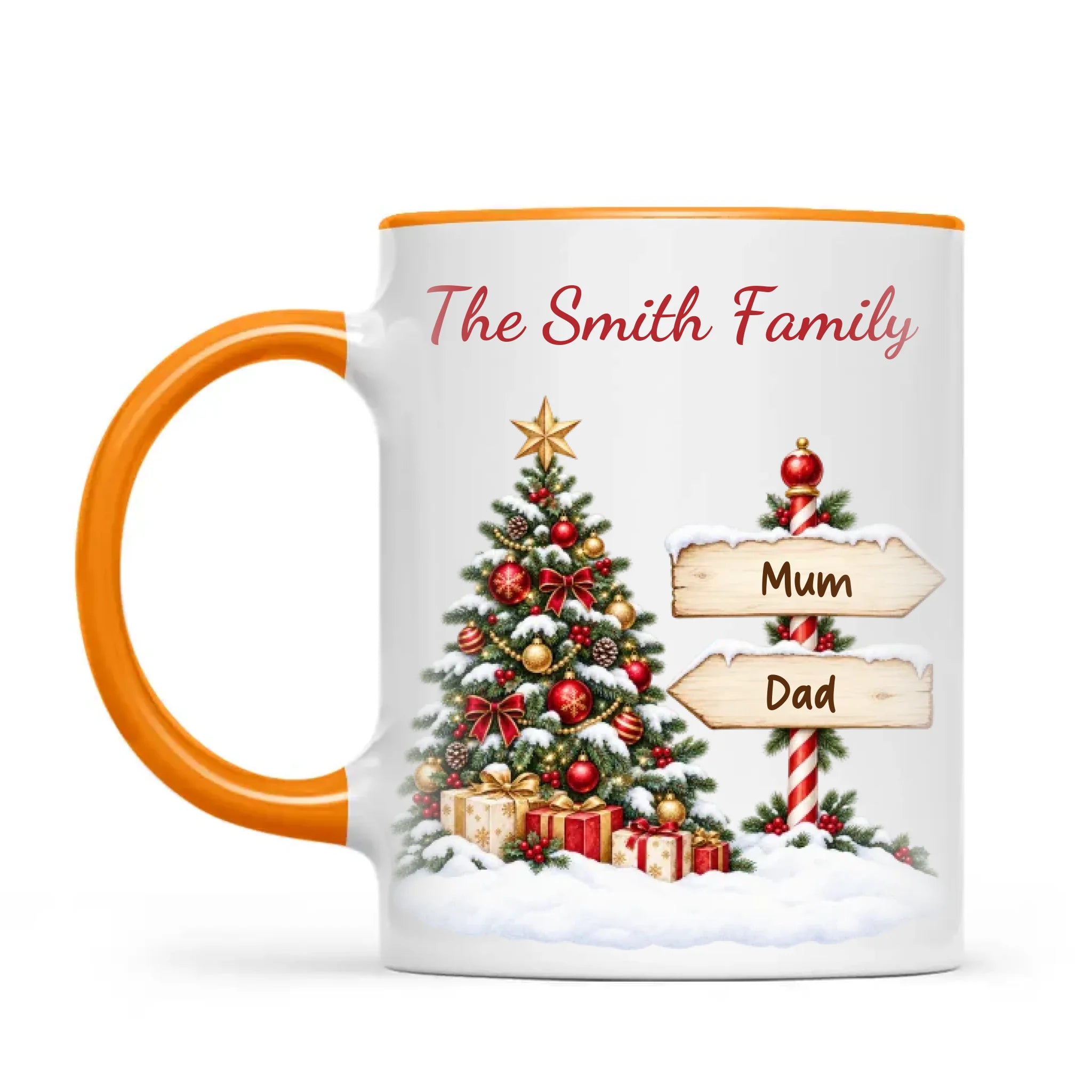 Personalised Christmas Tree Family Signpost Mug, view 10