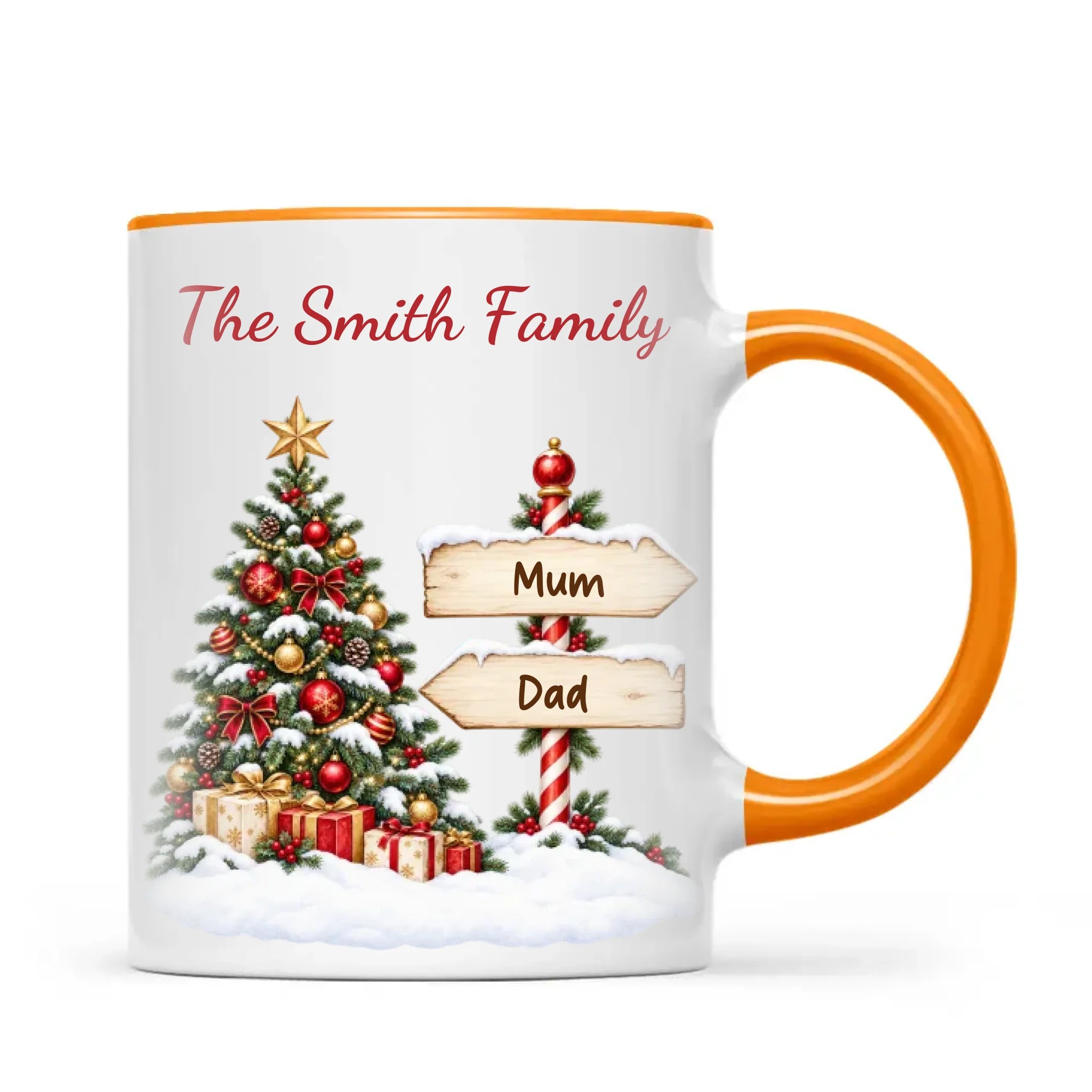 Personalised Christmas Tree Family Signpost Mug, view 11