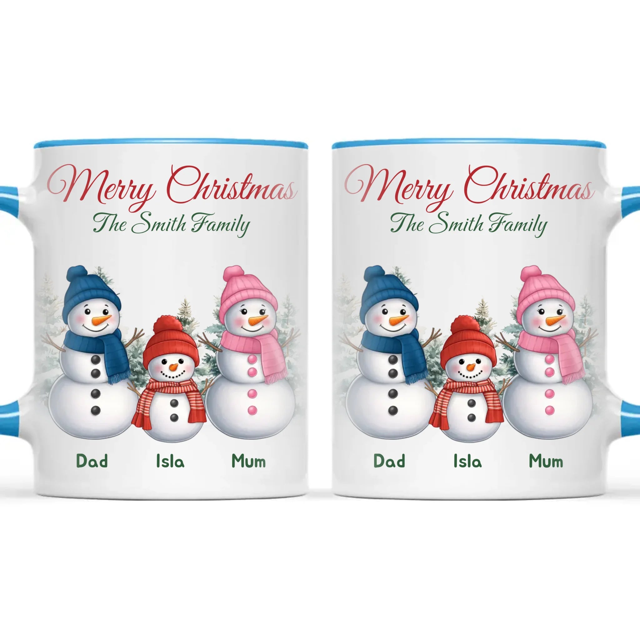 Personalised Snowman Family Christmas Mug, view 9