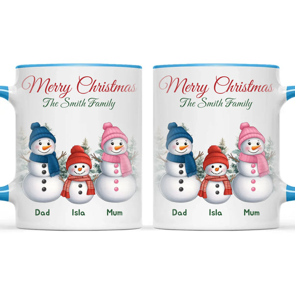 Personalised Snowman Family Christmas Mug, view 9