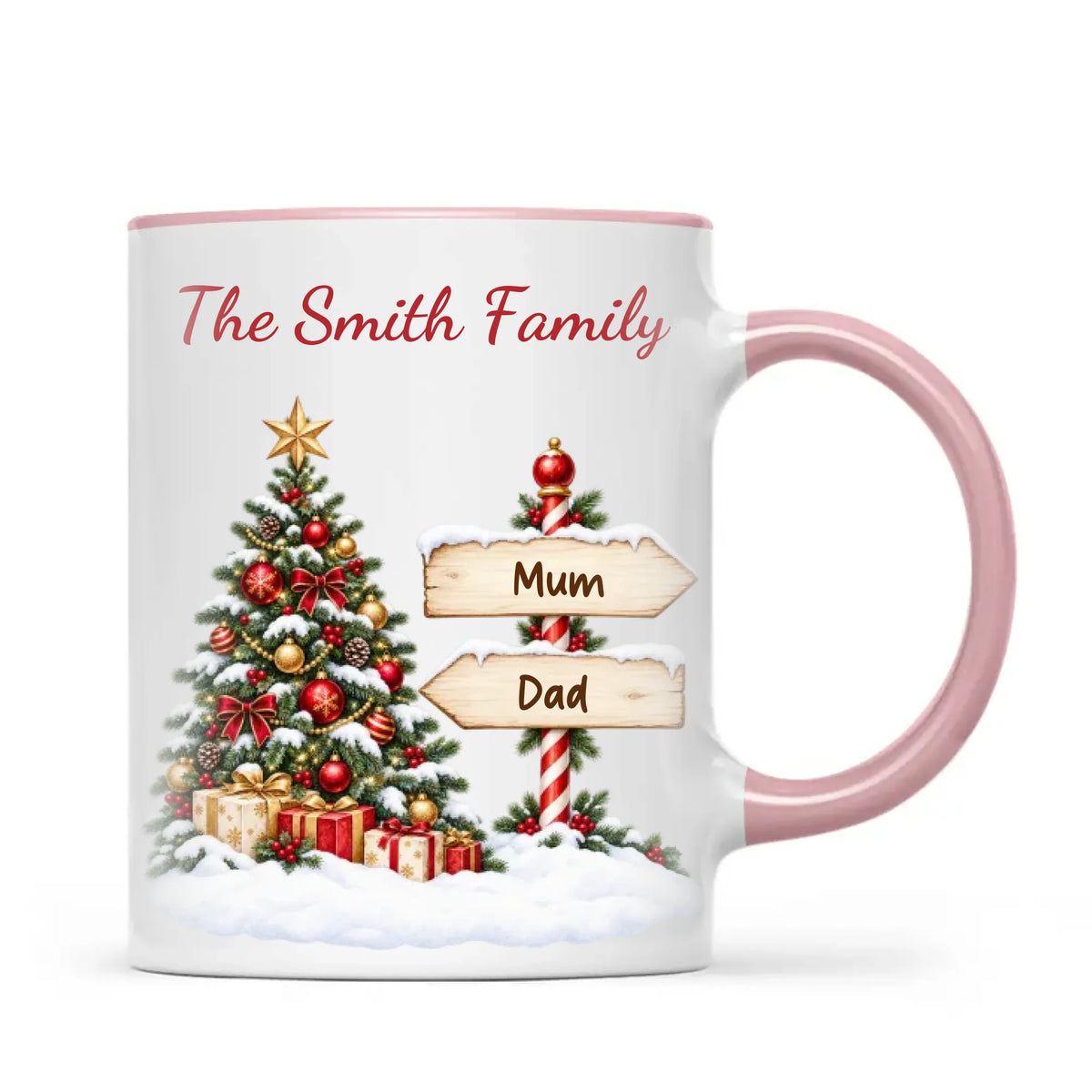 Personalised Christmas Tree Family Signpost Mug, view 14