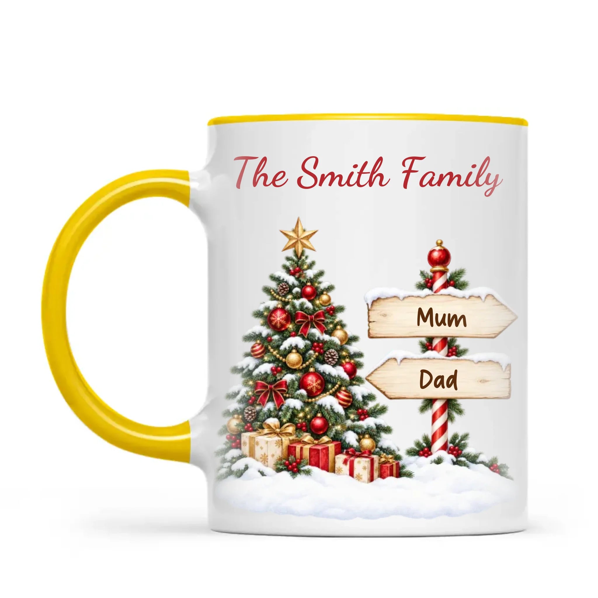 Personalised Christmas Tree Family Signpost Mug, view 16