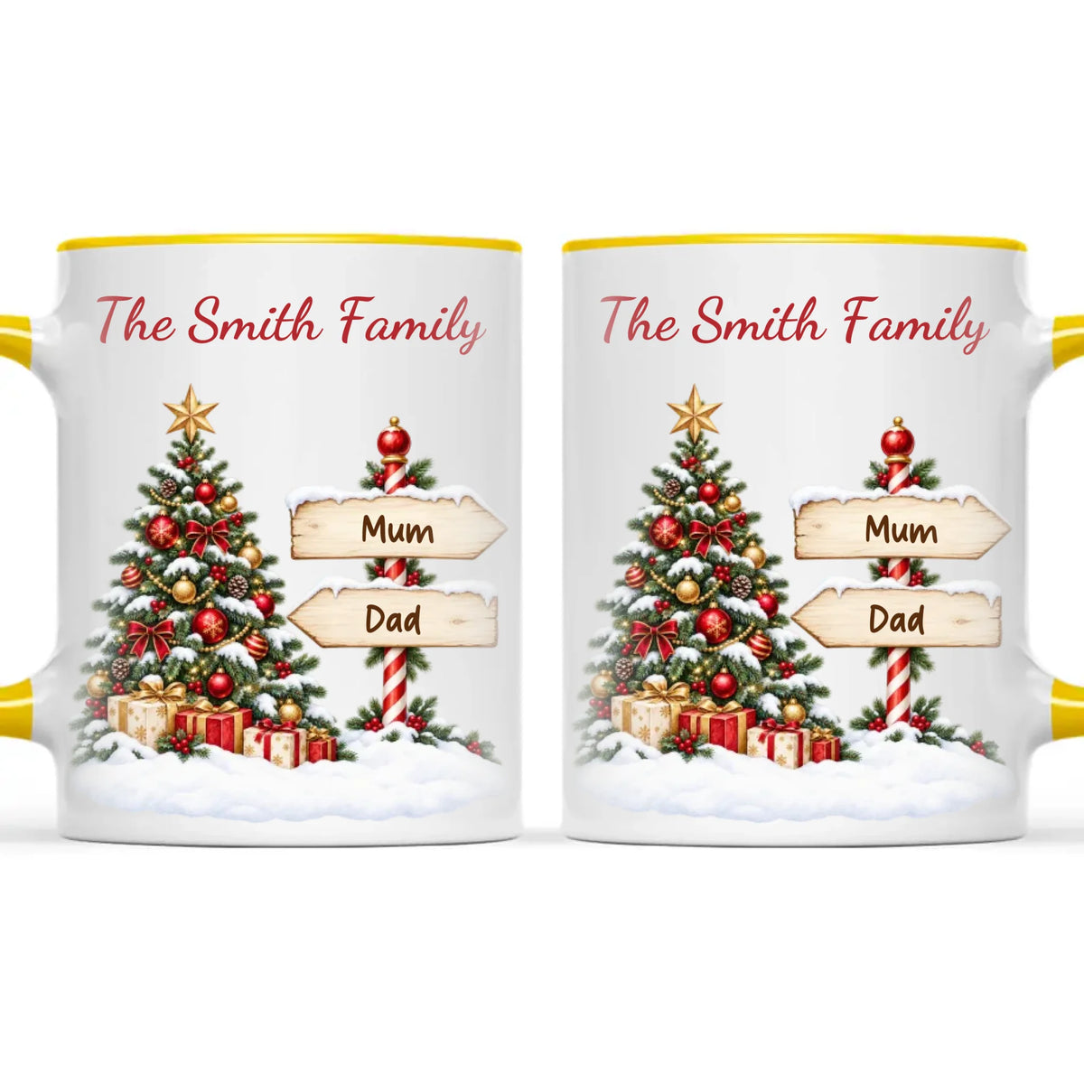 Personalised Christmas Tree Family Signpost Mug, view 18