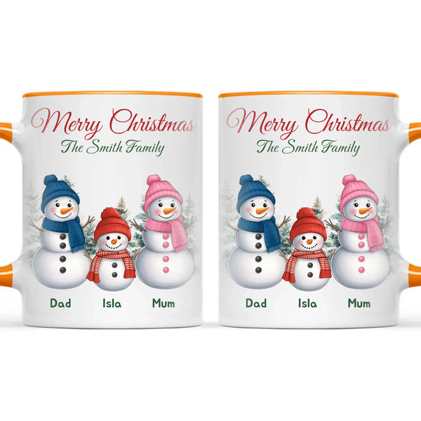 Personalised Snowman Family Christmas Mug, view 12