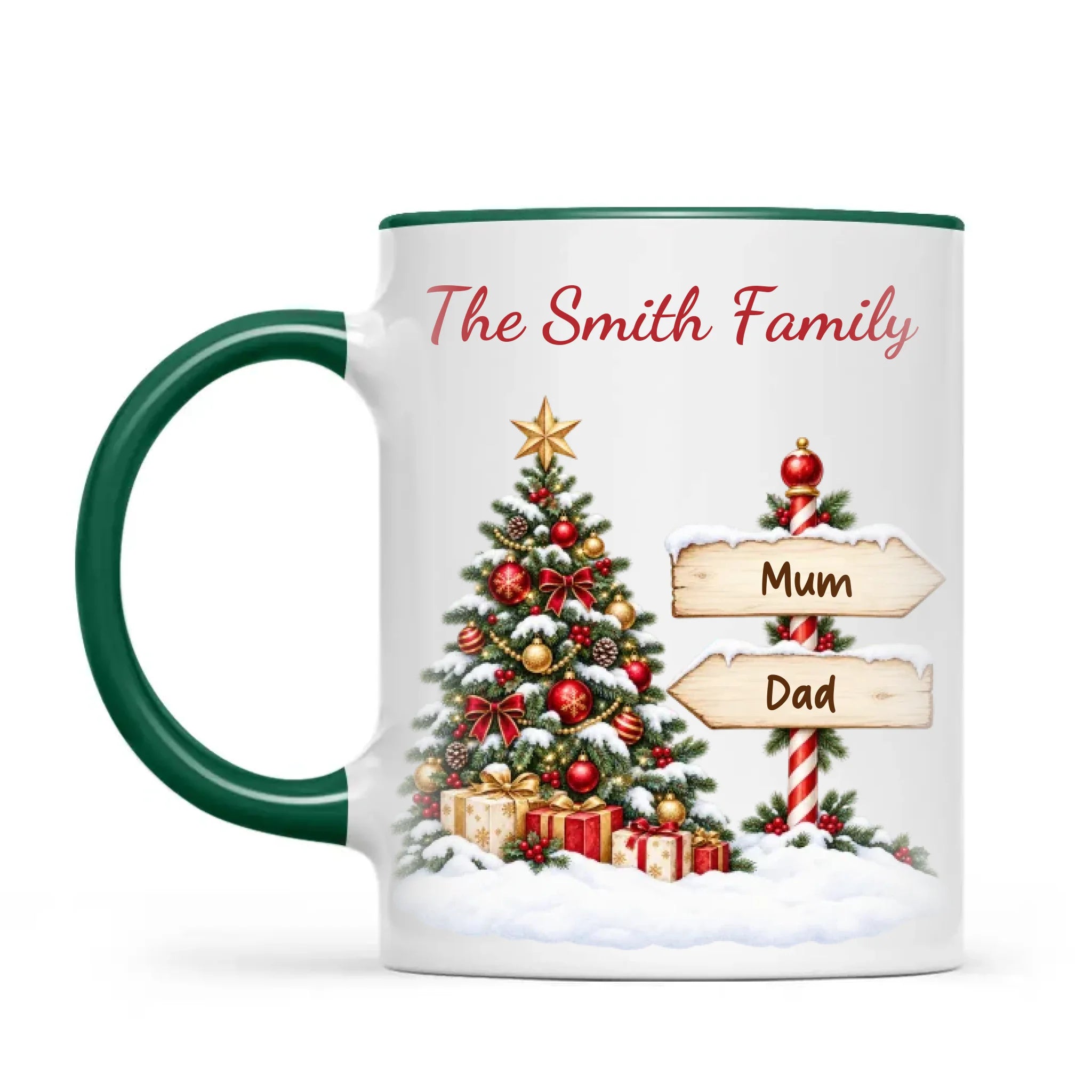 Personalised Christmas Tree Family Signpost Mug, view 19