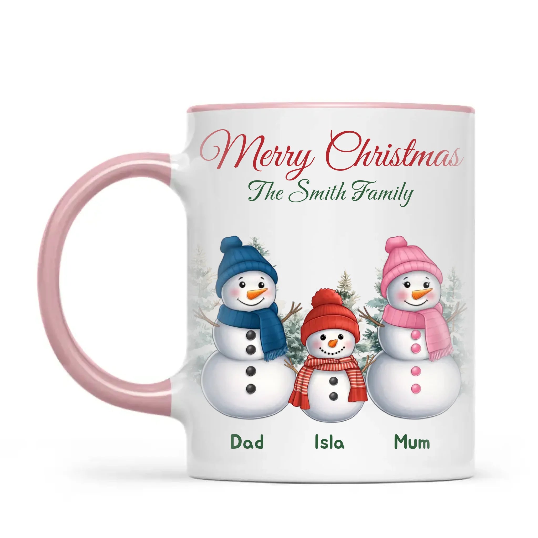 Personalised Snowman Family Christmas Mug, view 13