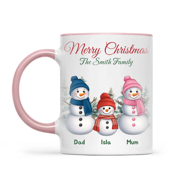 Personalised Snowman Family Christmas Mug, view 13