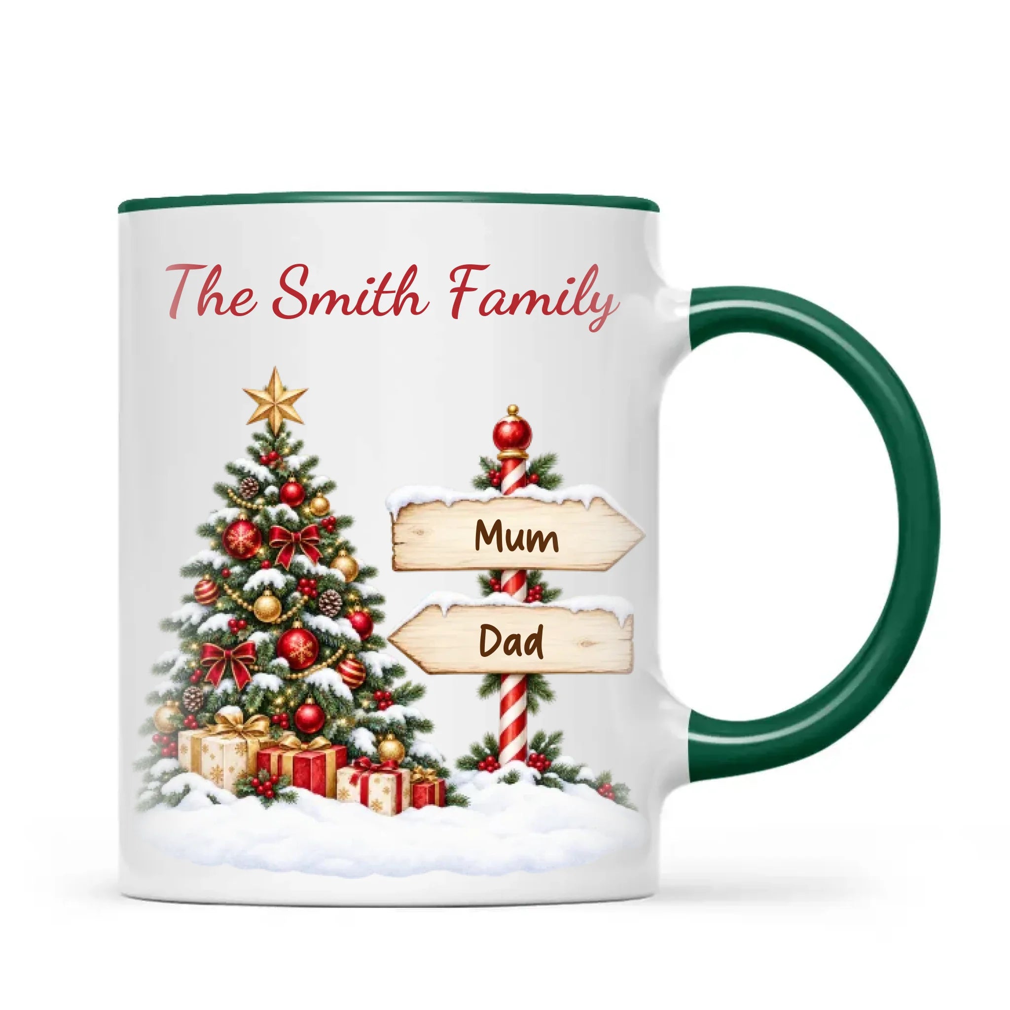 Personalised Christmas Tree Family Signpost Mug, view 20