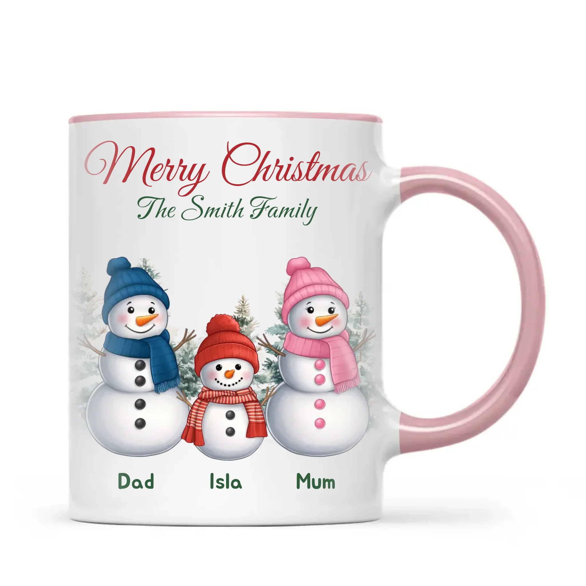 Personalised Snowman Family Christmas Mug, view 14