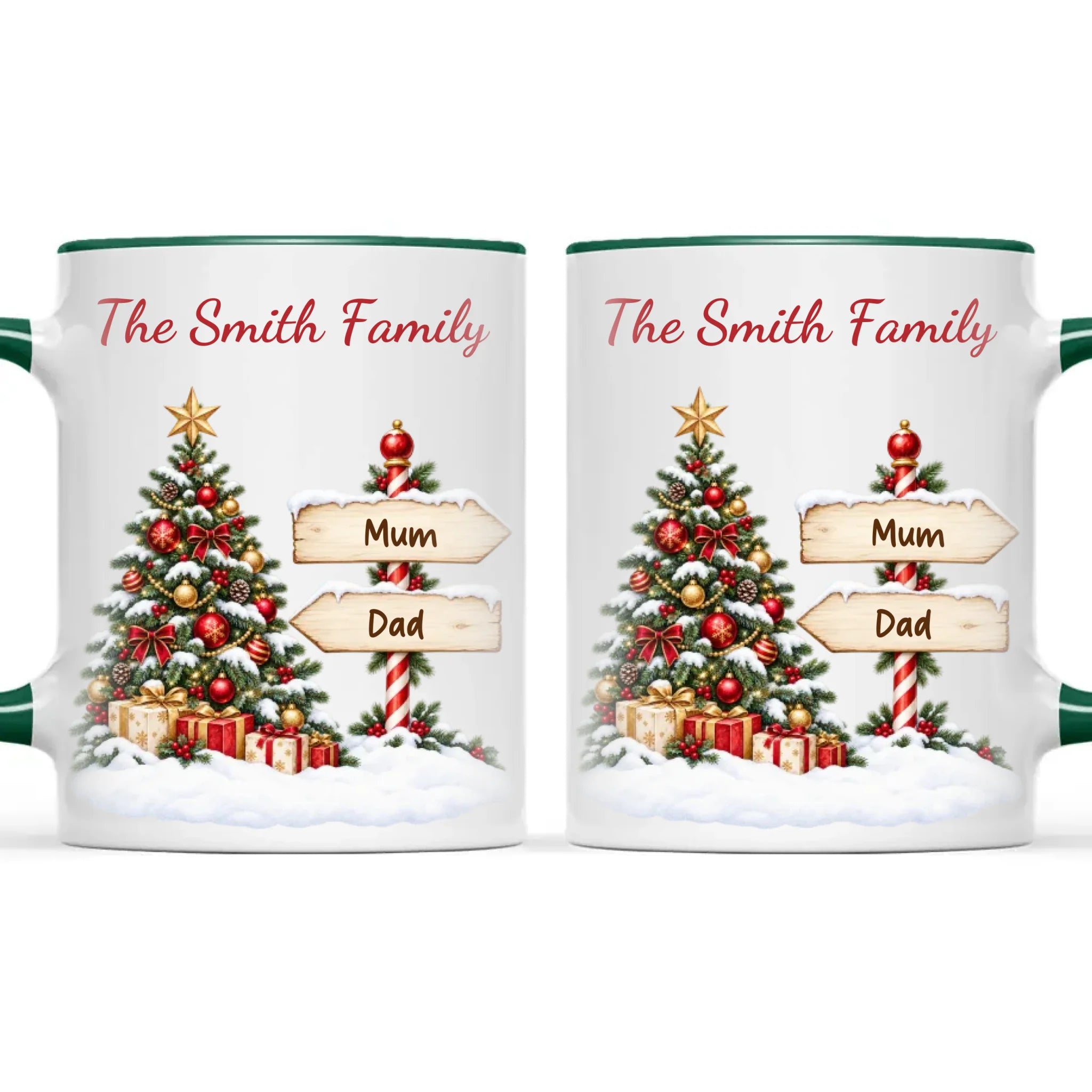 Personalised Christmas Tree Family Signpost Mug, view 21
