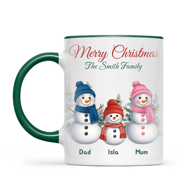 Personalised Snowman Family Christmas Mug, view 19