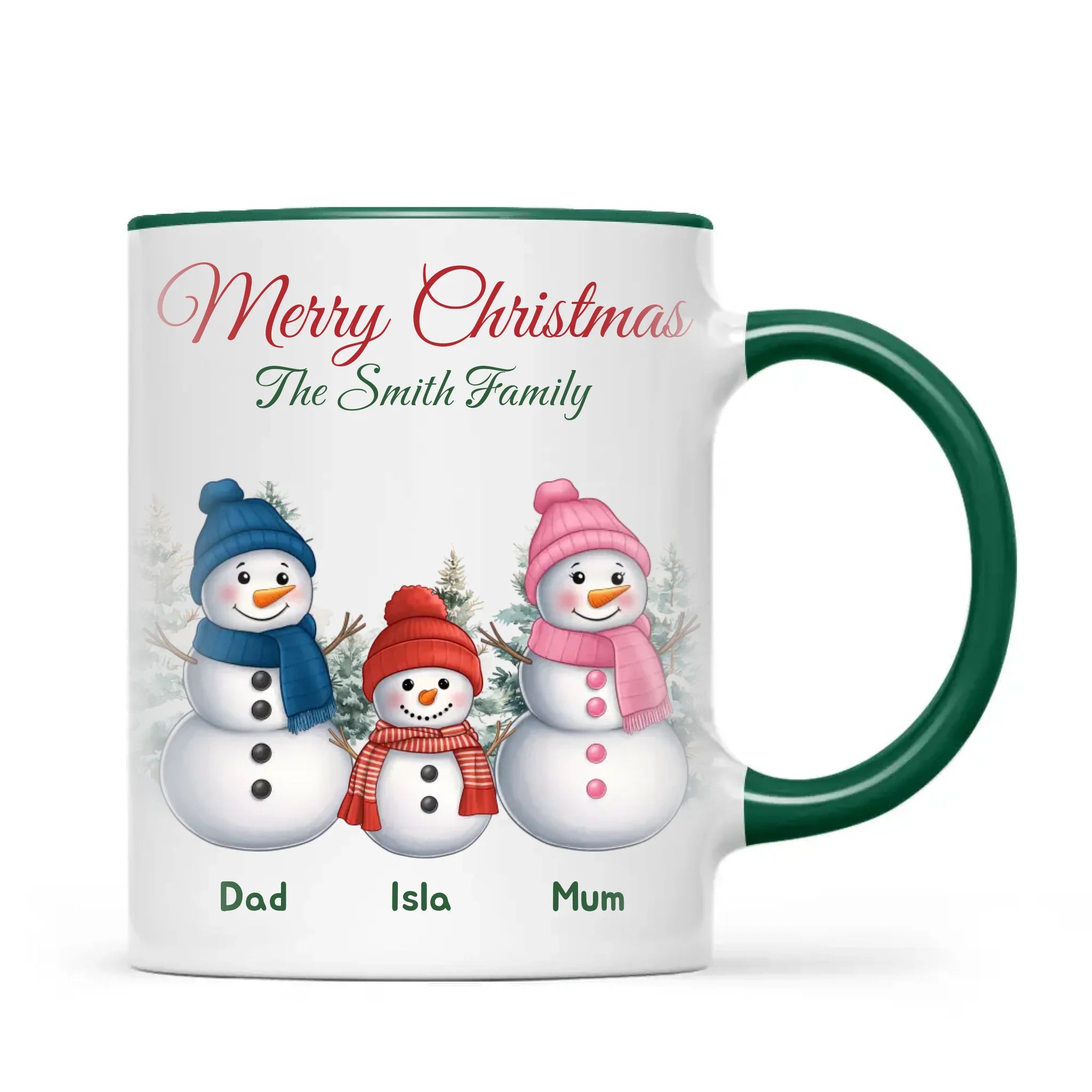 Personalised Snowman Family Christmas Mug, view 20