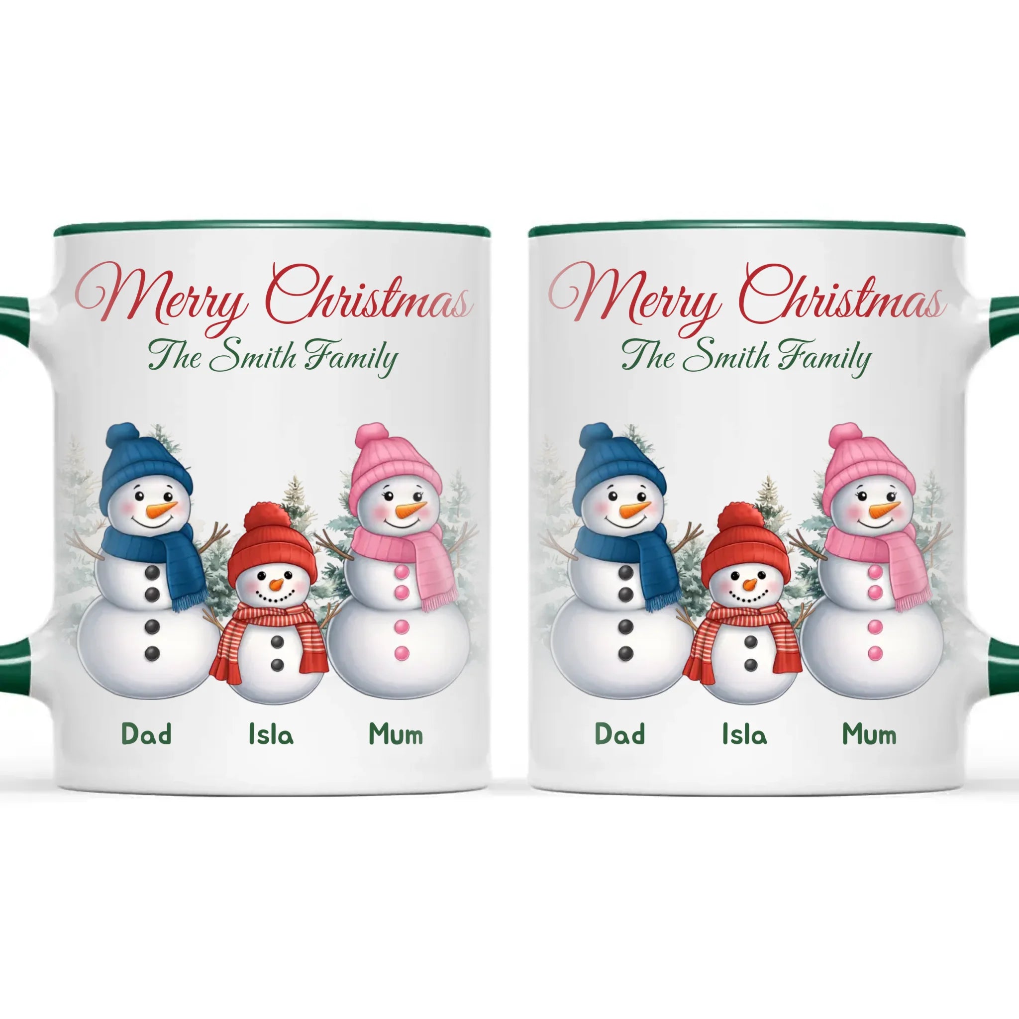 Personalised Snowman Family Christmas Mug, view 21