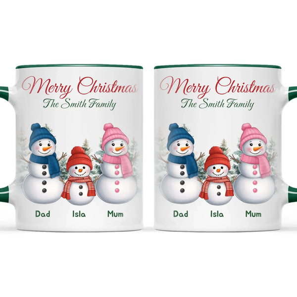 Personalised Snowman Family Christmas Mug, view 21