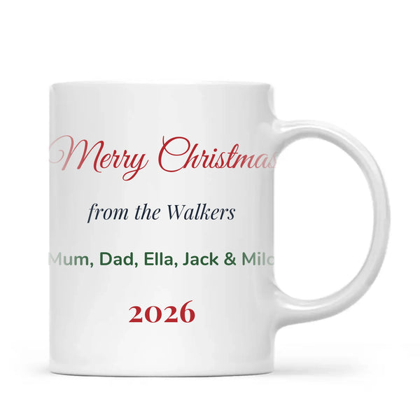 Personalised Christmas Family Names Mug, view 2