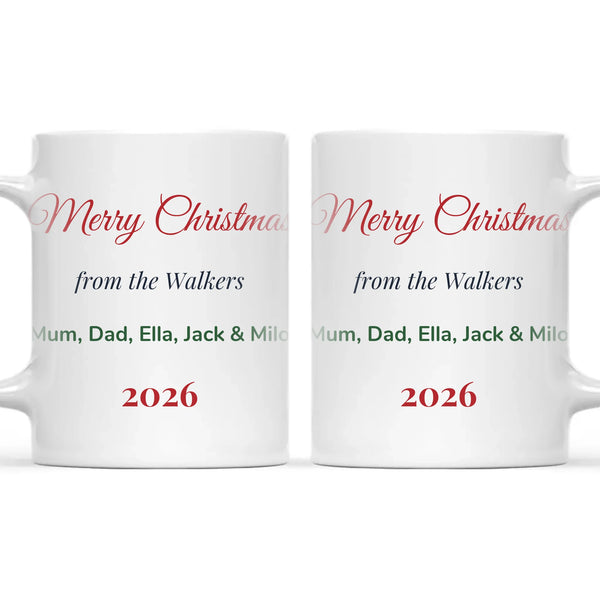 Personalised Christmas Family Names Mug, view 3