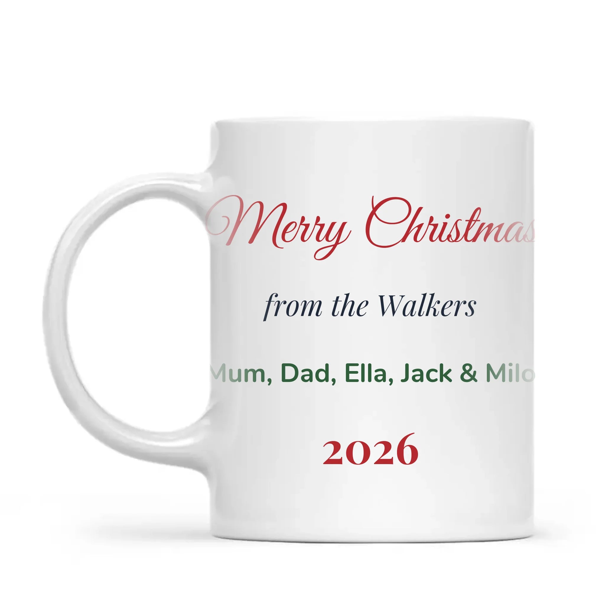 Personalised Christmas Family Names Mug