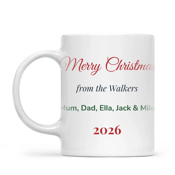 Personalised Christmas Family Names Mug