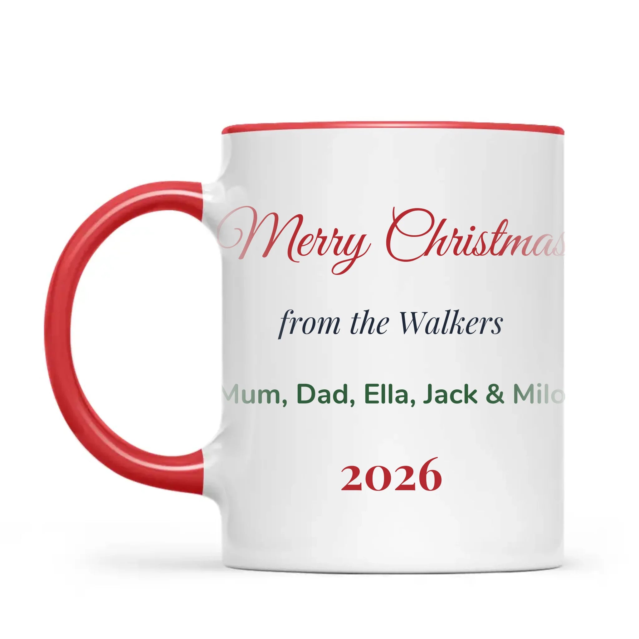 Personalised Christmas Family Names Mug, view 4