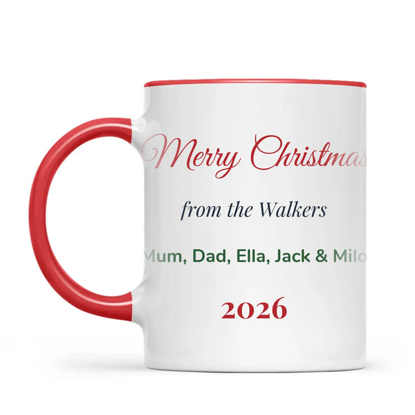 Personalised Christmas Family Names Mug, view 4