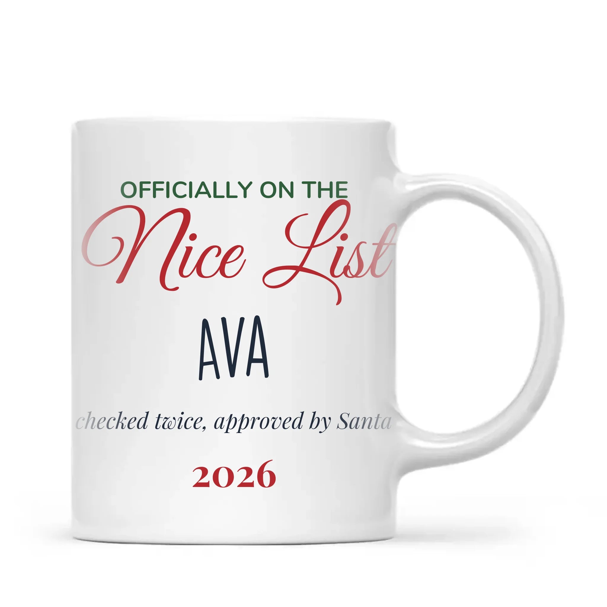 Personalised Nice List Christmas Mug, view 2