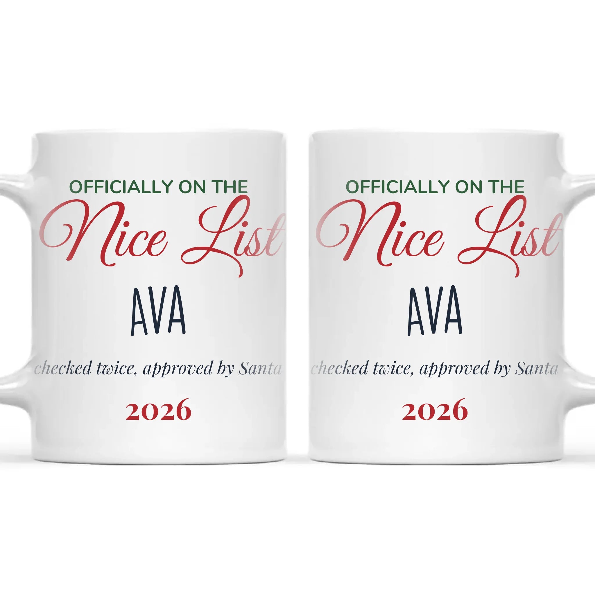 Personalised Nice List Christmas Mug, view 3