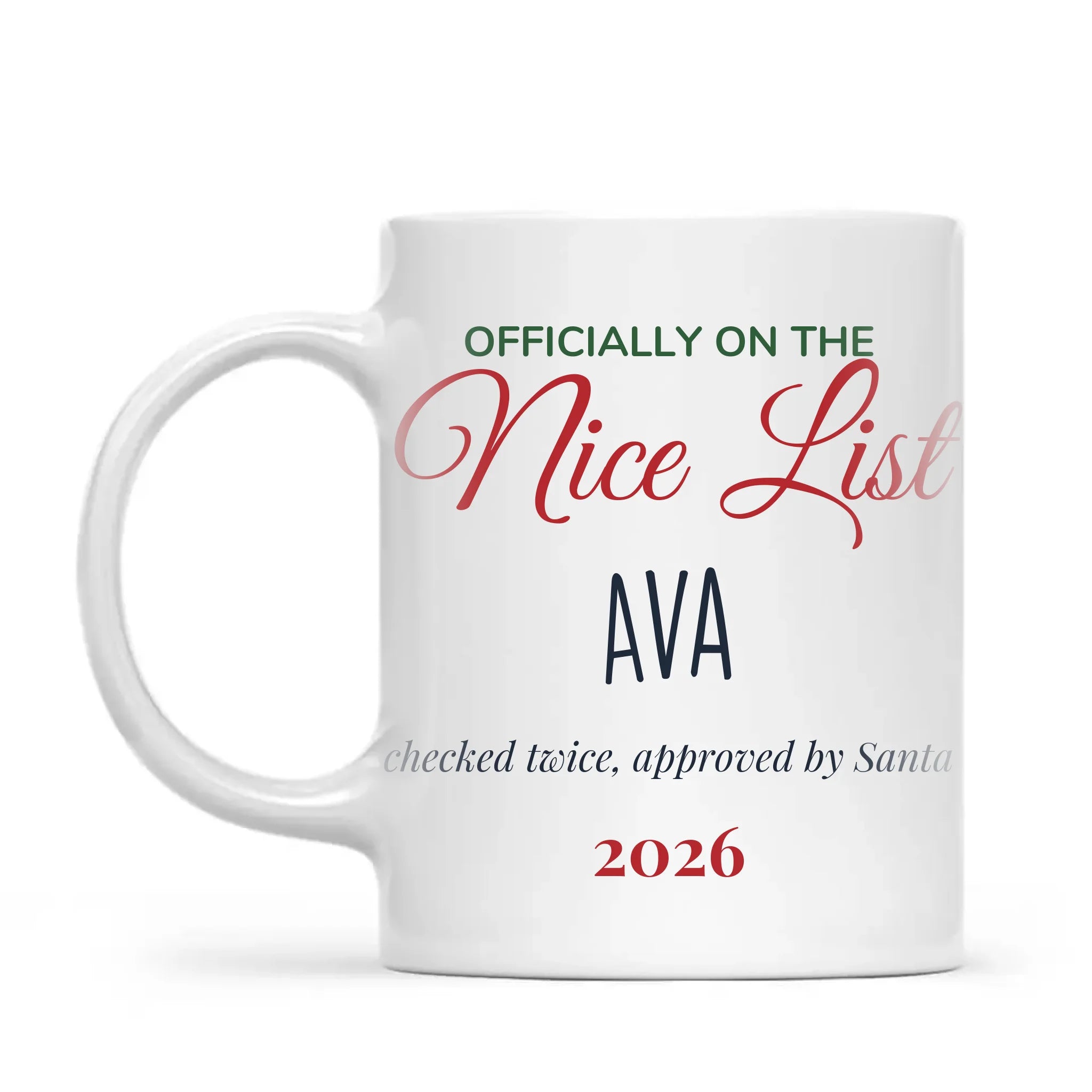 Personalised Nice List Christmas Mug