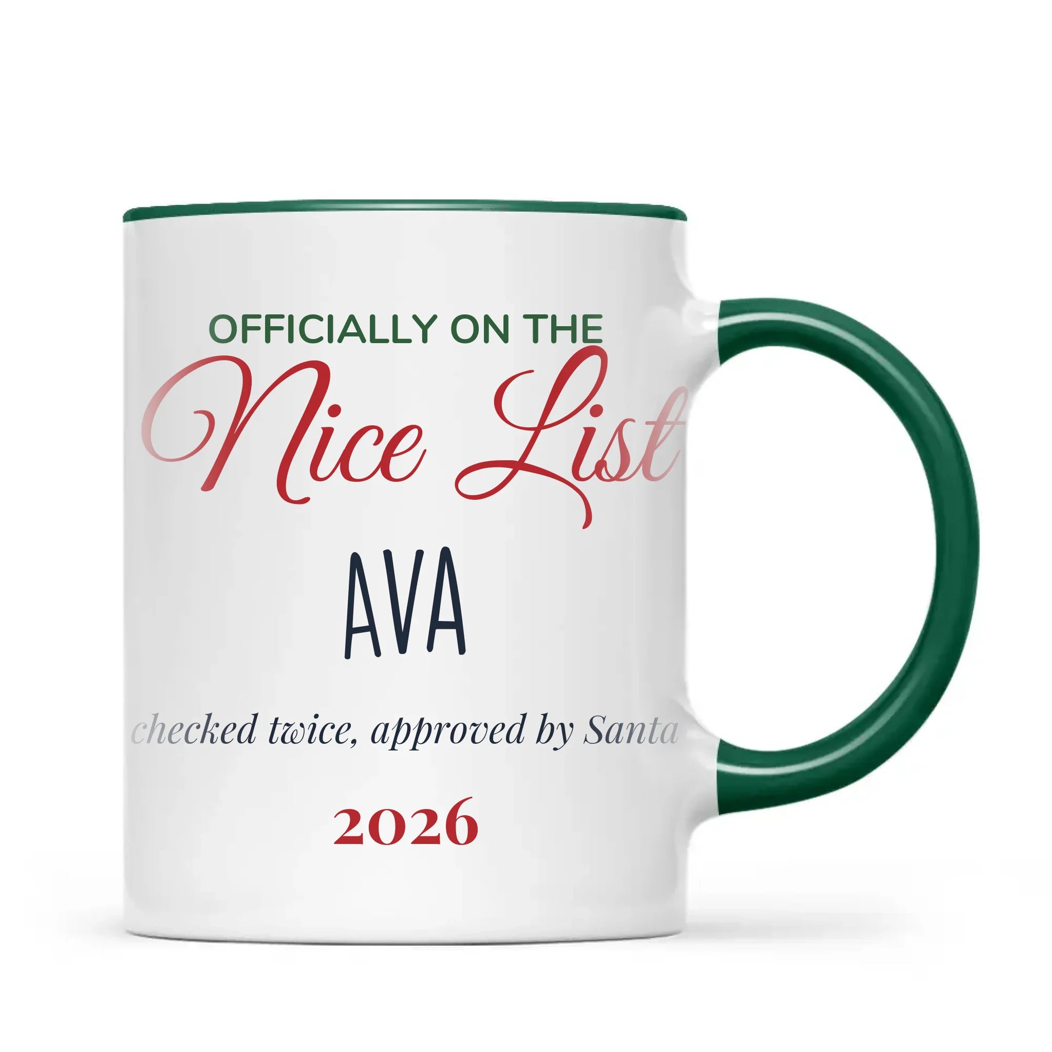 Personalised Nice List Christmas Mug, view 20