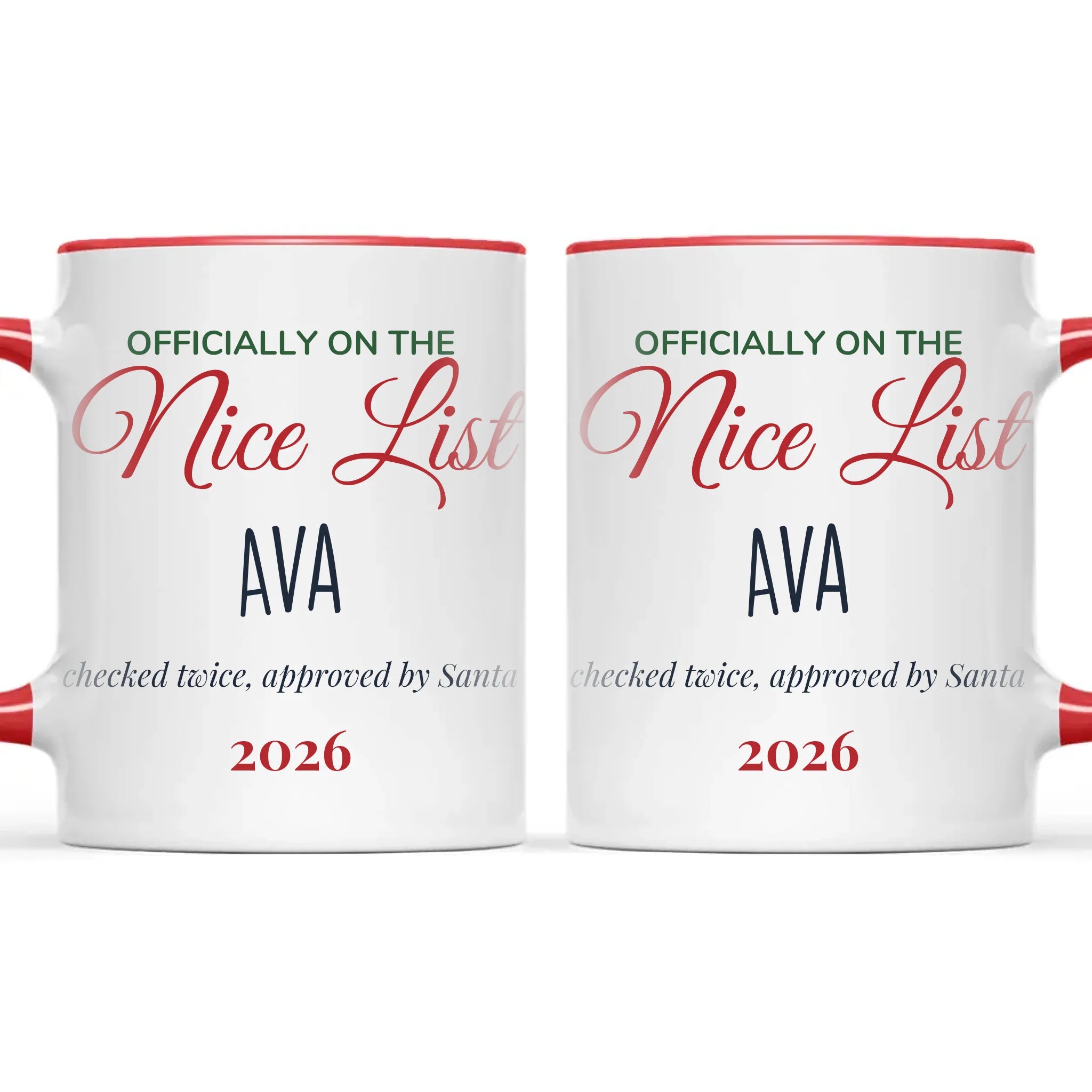 Personalised Nice List Christmas Mug, view 6
