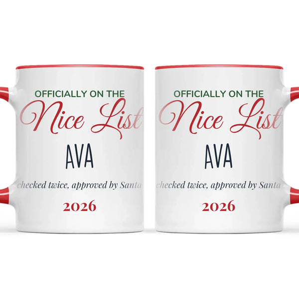 Personalised Nice List Christmas Mug, view 6