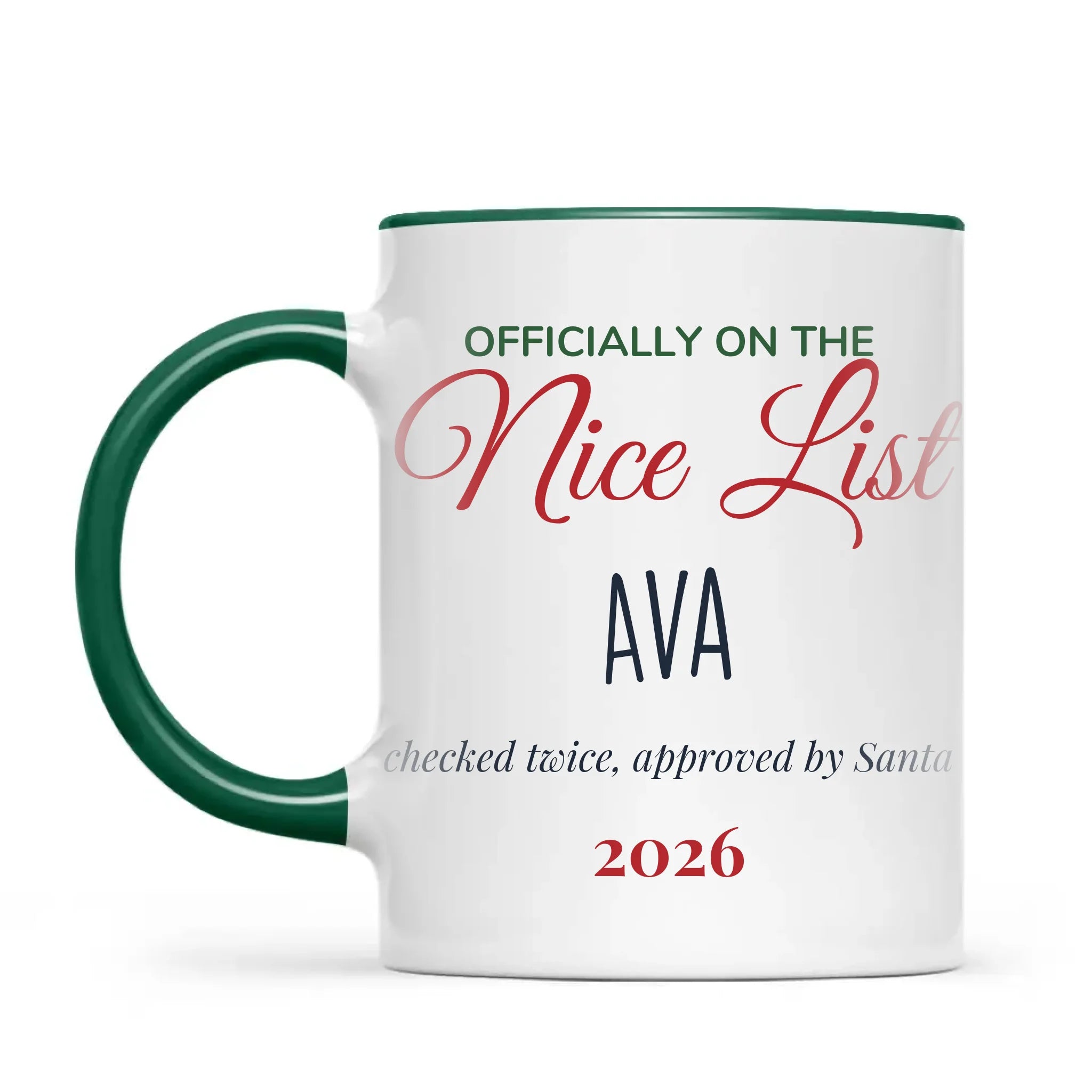 Personalised Nice List Christmas Mug, view 19
