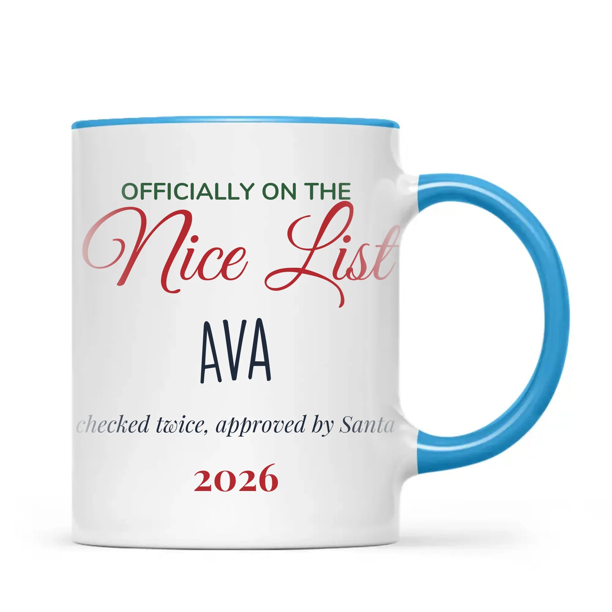 Personalised Nice List Christmas Mug, view 8