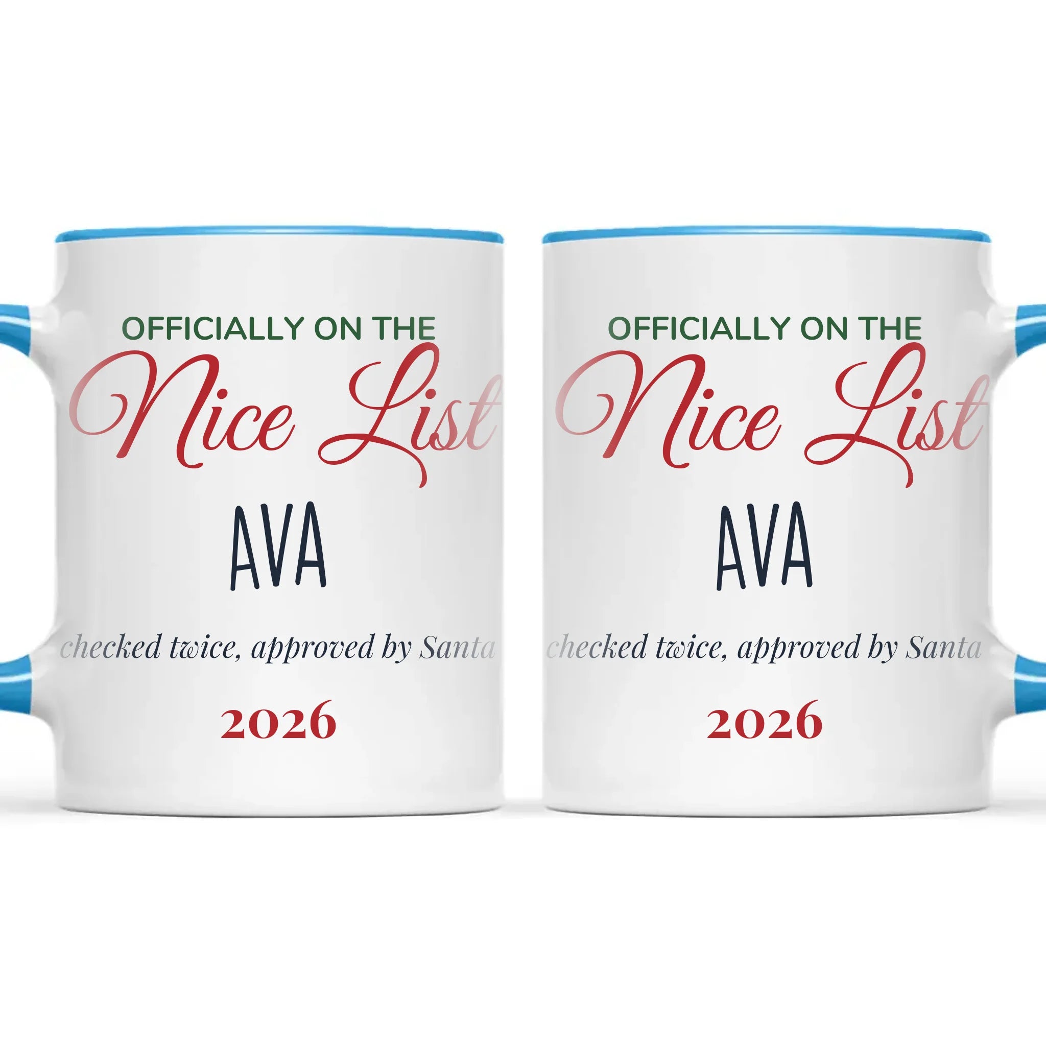 Personalised Nice List Christmas Mug, view 9