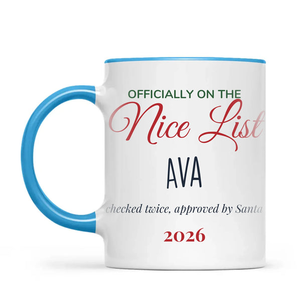 Personalised Nice List Christmas Mug, view 7