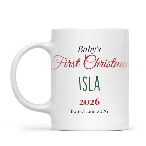 Personalised Baby's First Christmas Mug