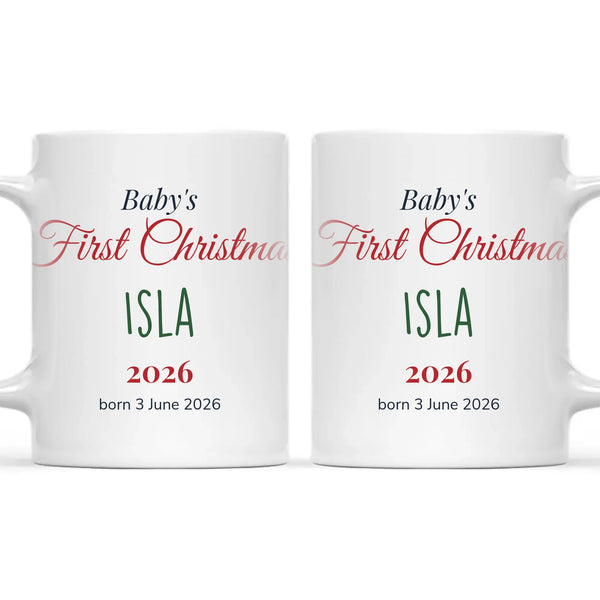 Personalised Baby's First Christmas Mug, view 3