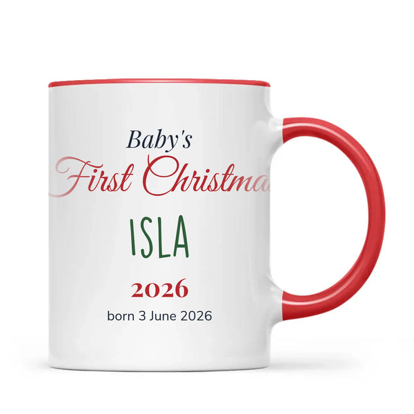 Personalised Baby's First Christmas Mug, view 5