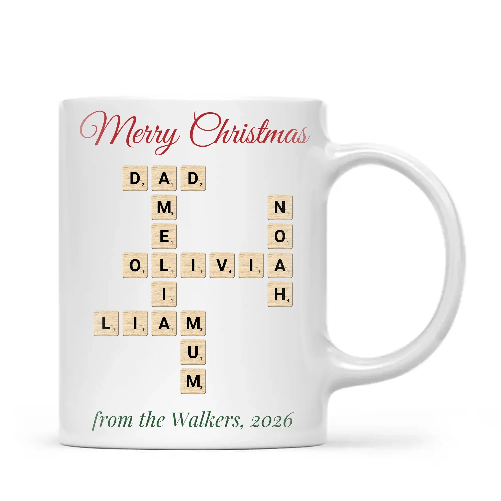Personalised Christmas Family Crossword Mug, view 2
