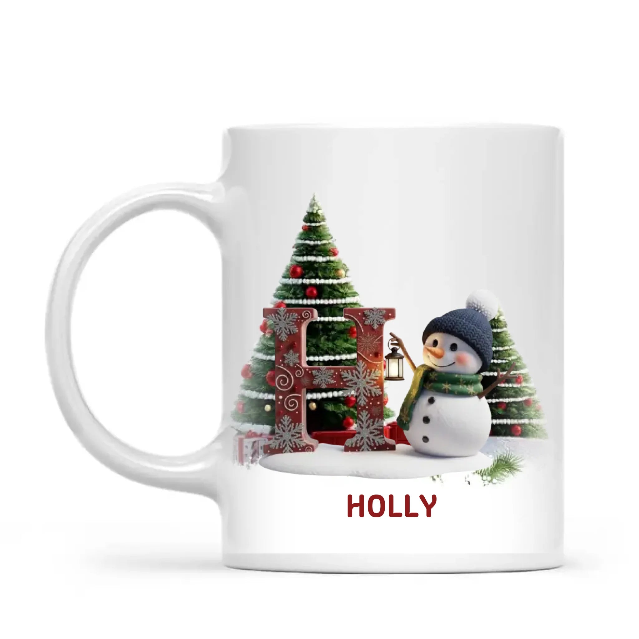 Personalised Snowman Letter Christmas Mug