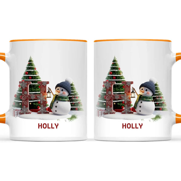 Personalised Snowman Letter Christmas Mug, view 12