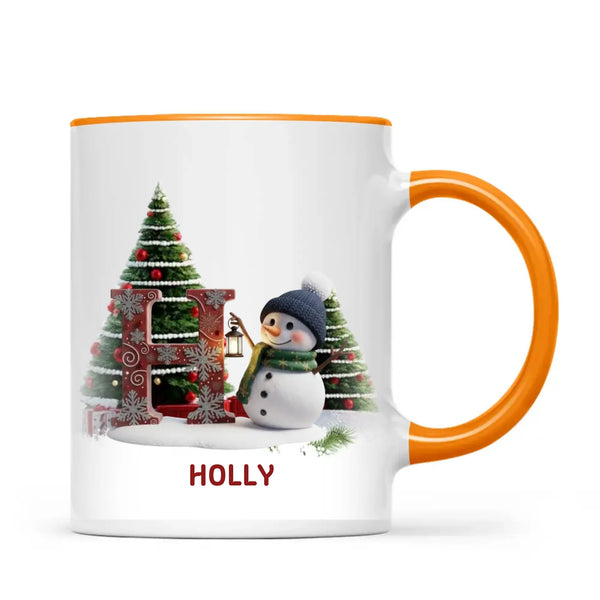 Personalised Snowman Letter Christmas Mug, view 11
