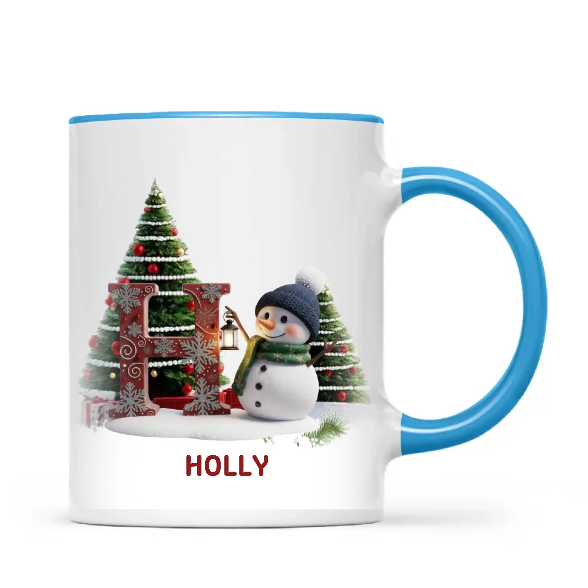 Personalised Snowman Letter Christmas Mug, view 8