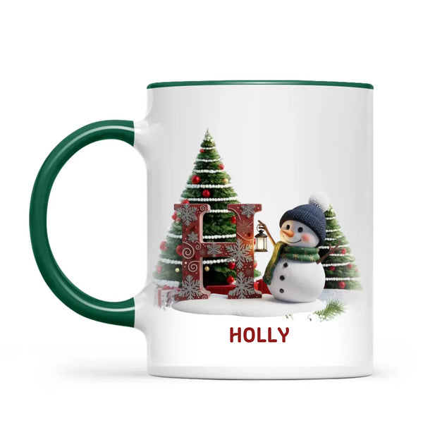 Personalised Snowman Letter Christmas Mug, view 19